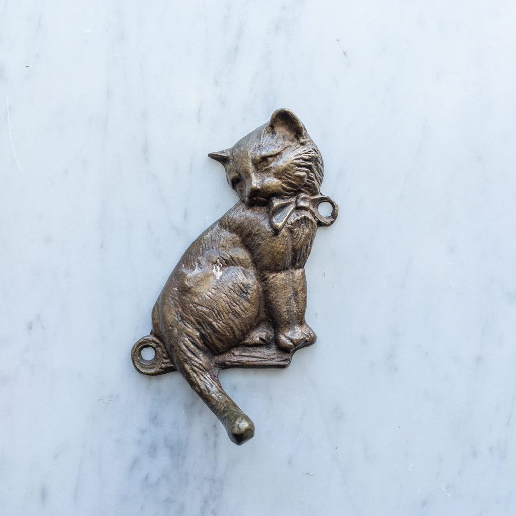 Brass Cat Wall Hook Vintage Cat Tail Key Hook Heritage Outfitters