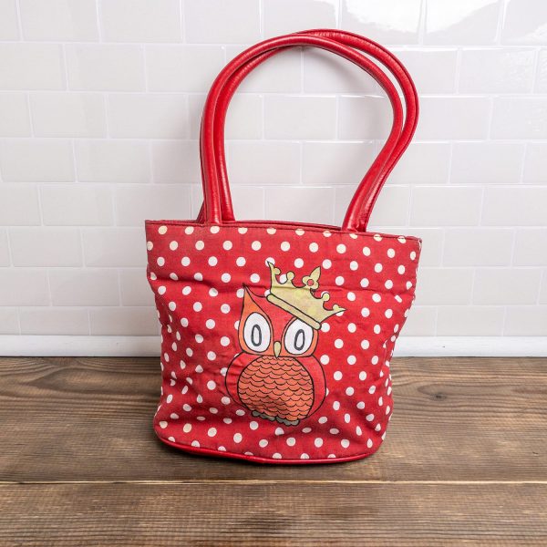 Hand-Painted Red Polka Dot Owl Purse