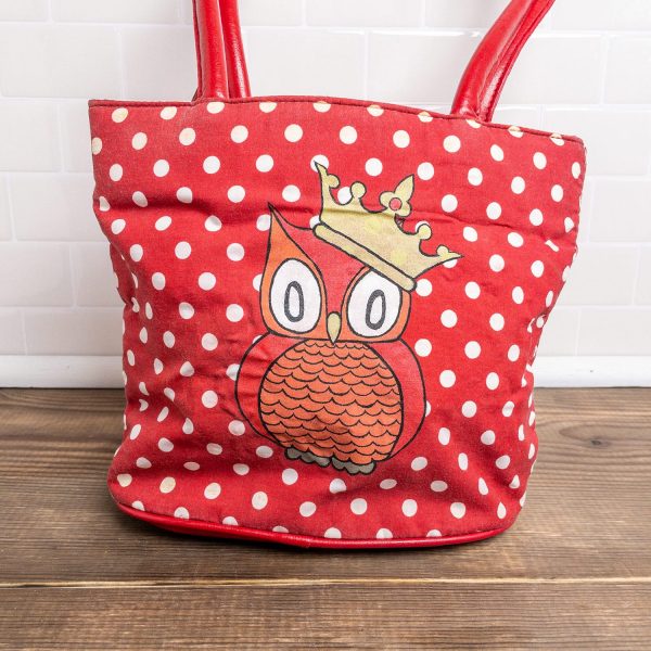 Hand-Painted Red Polka Dot Owl Purse