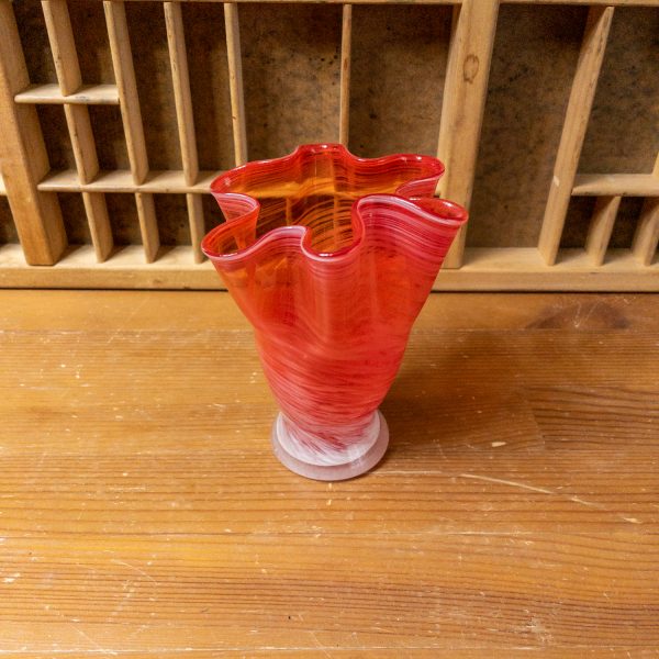 Vintage Orange Swirl Glass Vase