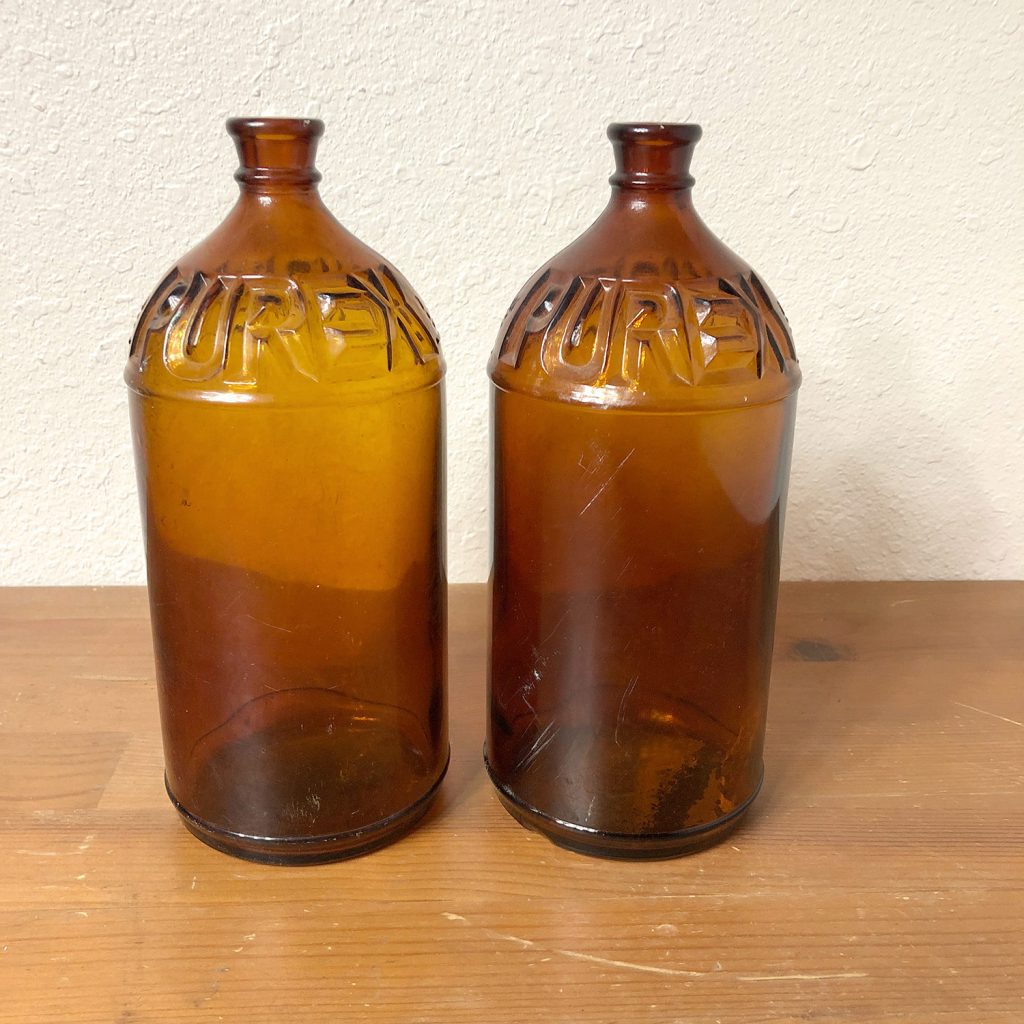 Set of 2 Vintage Purex Bottles Amber Glass With Deep Embossing PUREX ...