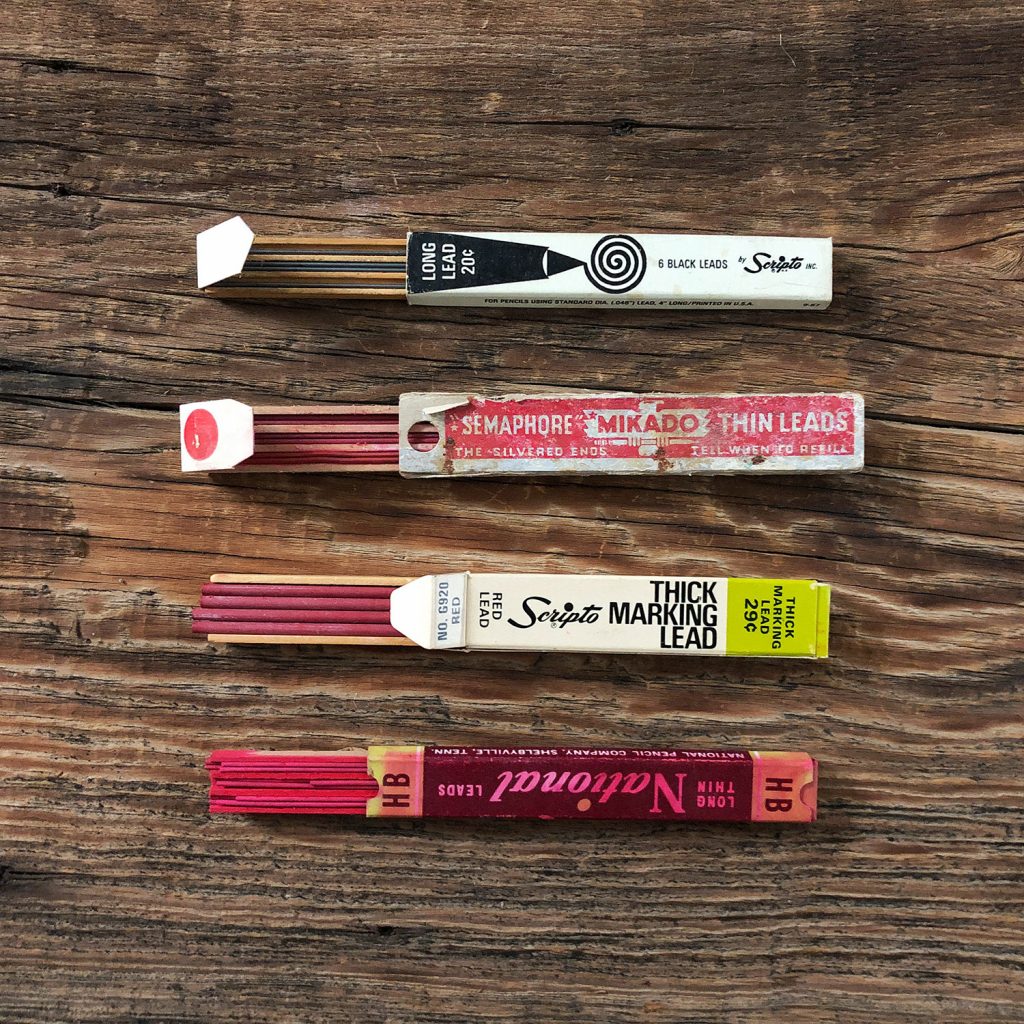 Lot of 4 Vintage Pencil Lead Packs with Lead Scripto National Mikado
