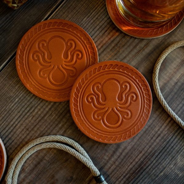 Invisible Ink Leather Octopus Coasters