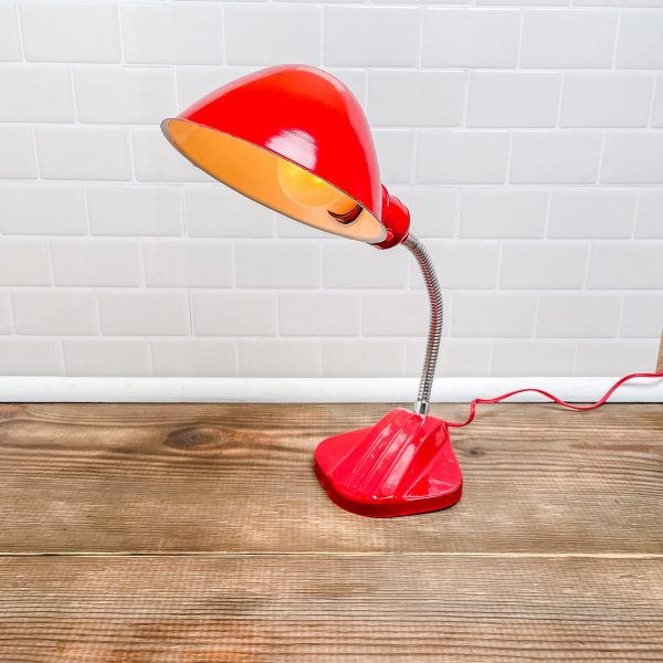 Vintage Red Gooseneck Desk Lamp
